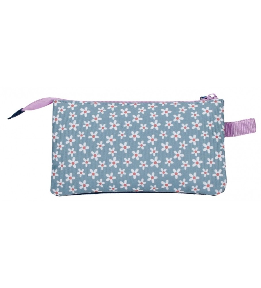 Estojo para lápis Disney Minnie com três compartimentos - Azul - 22x12x5cm -
