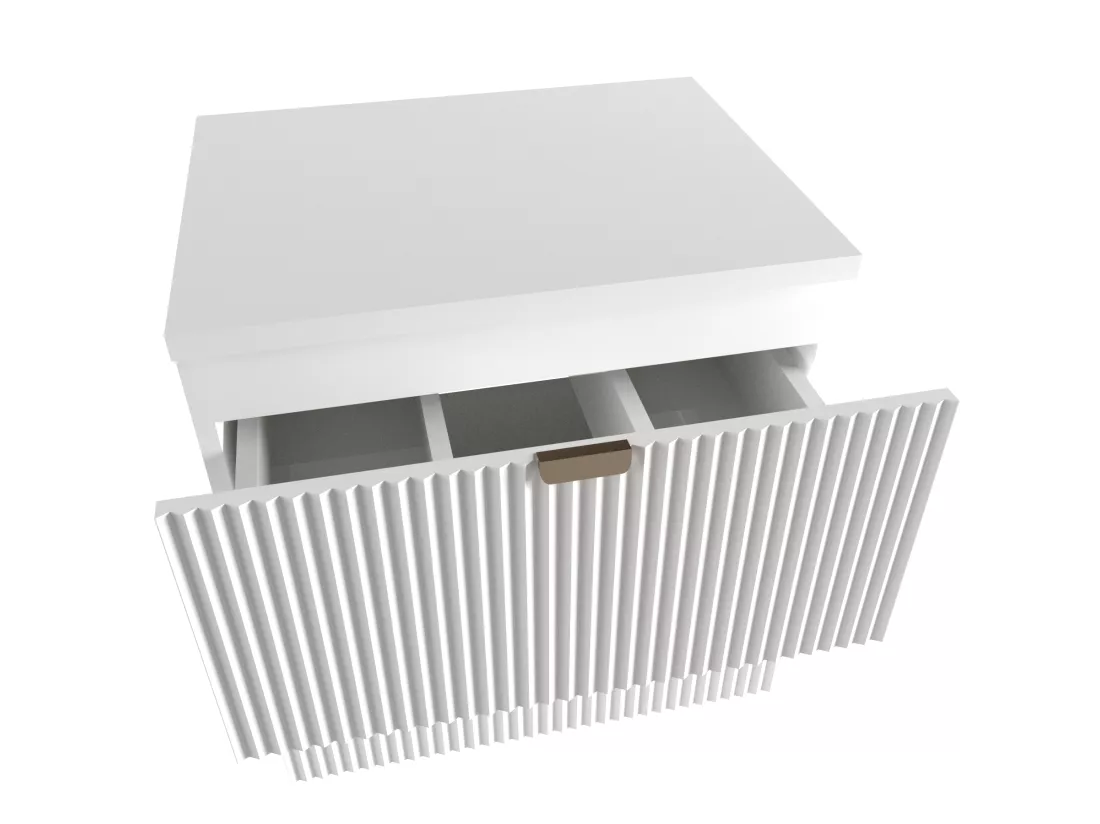 Meuble lavabo WENA, avec étagère, façades cannelées, Willy, 140x60x47 cm, Blanc