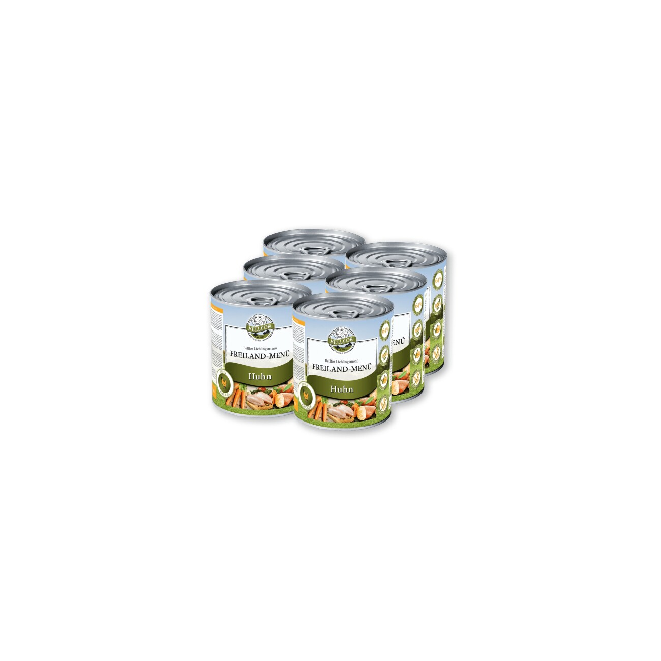 Bellfor Hundefutter Nass mit Huhn - Getreidefrei - Freiland-Menü - 6x800 g