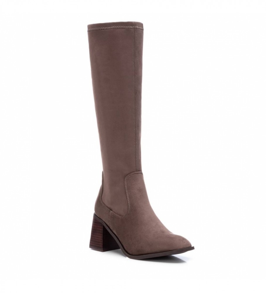 Botas Xti 140531 cor taupe - altura do salto: 7 cm