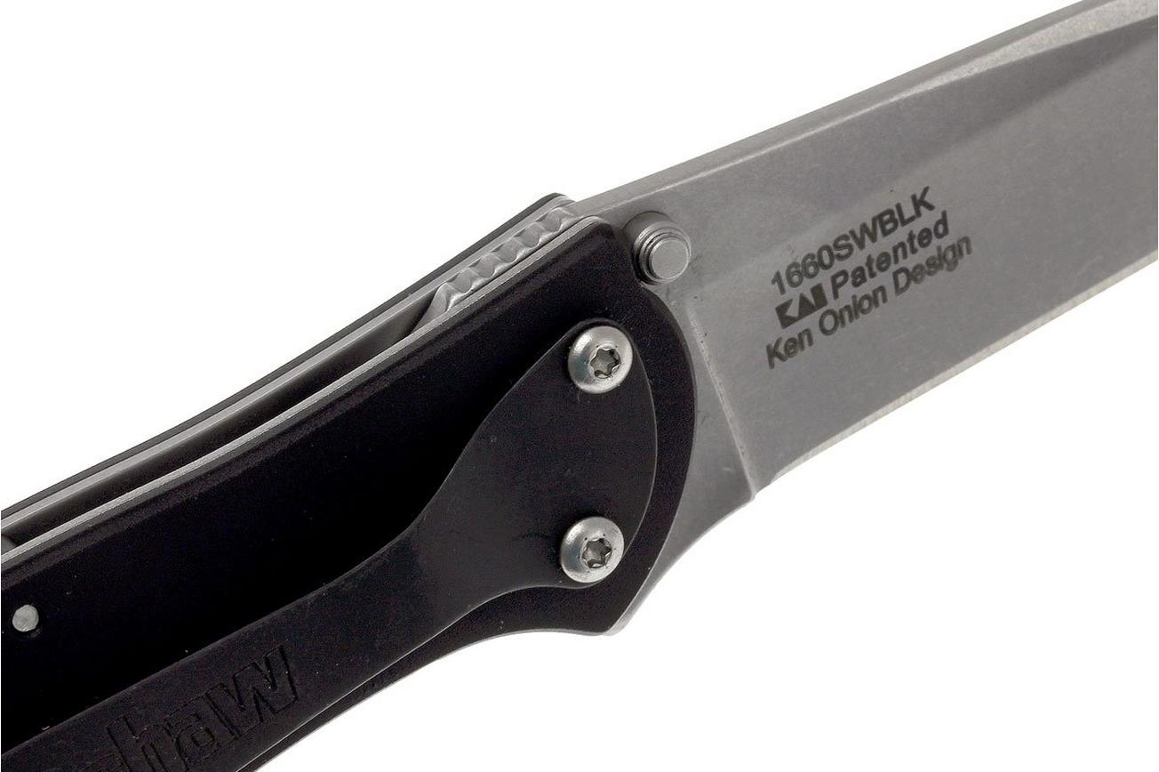 Kershaw Leek 1660SWBLK stonewashed, zwart