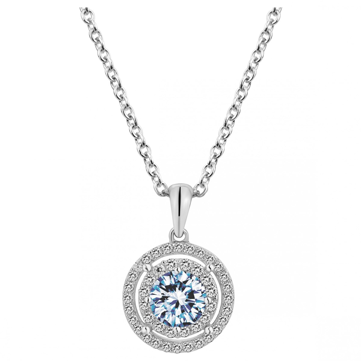 Collier mono-motif en Argent avec spinelle bleu topaze
