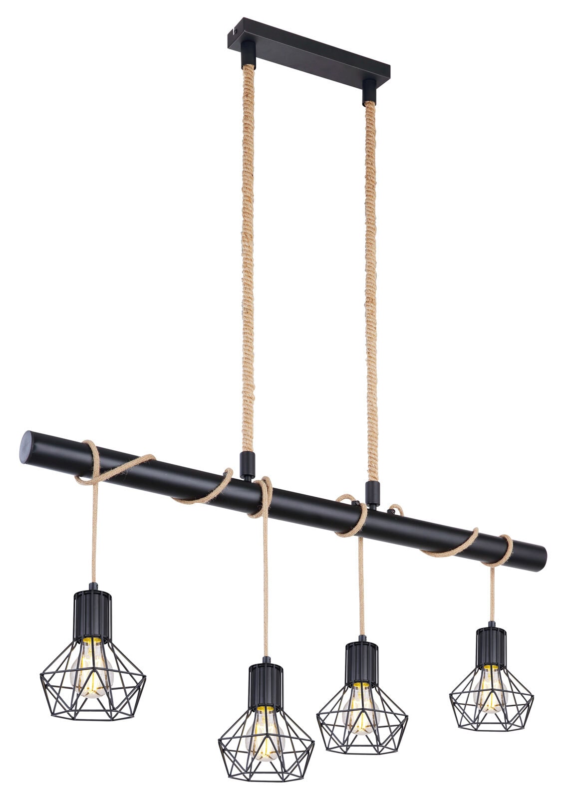 PRISKA Pendellampe schwarz 54017-4H,B/H/T: 100 x 120 x 15 cm, Metall