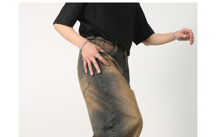 pinkdropper - Mid Rise Washed Wide Leg Jeans