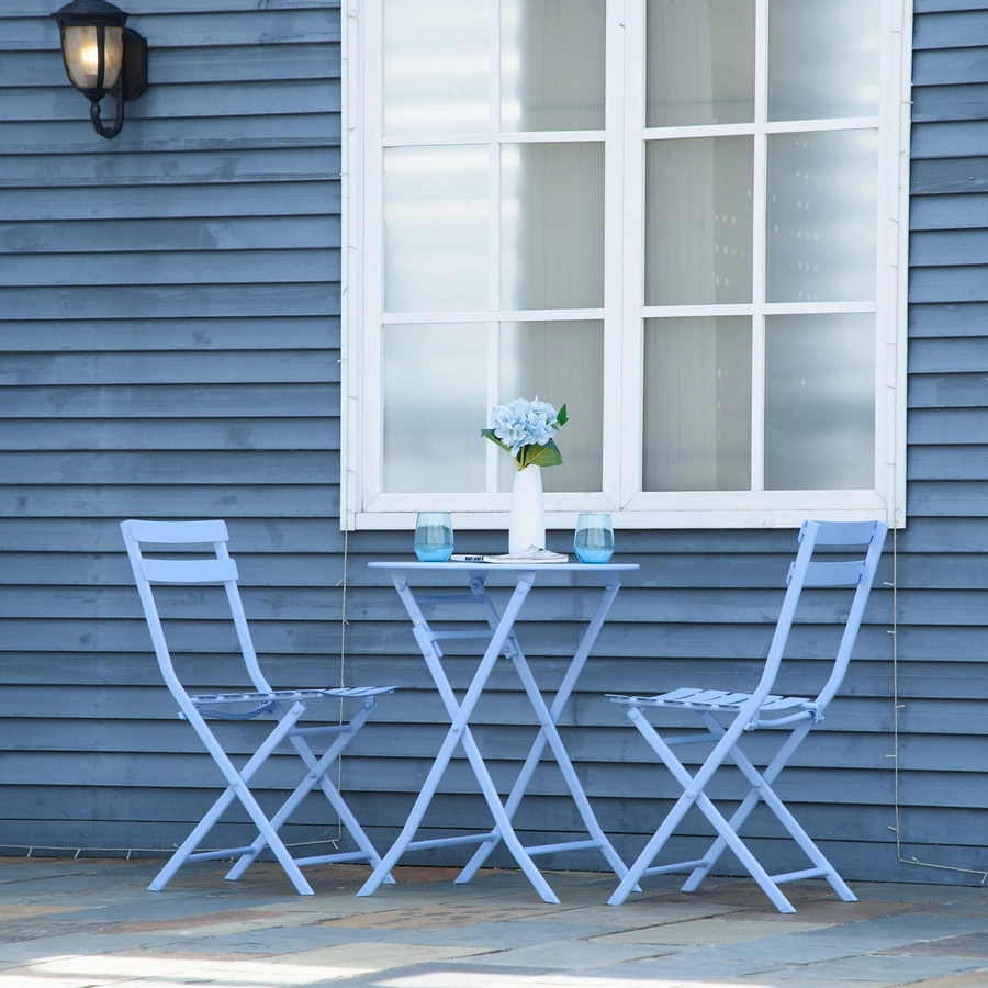 Outsunny Gartenmöbel-Set im kompaktem Design hellblau