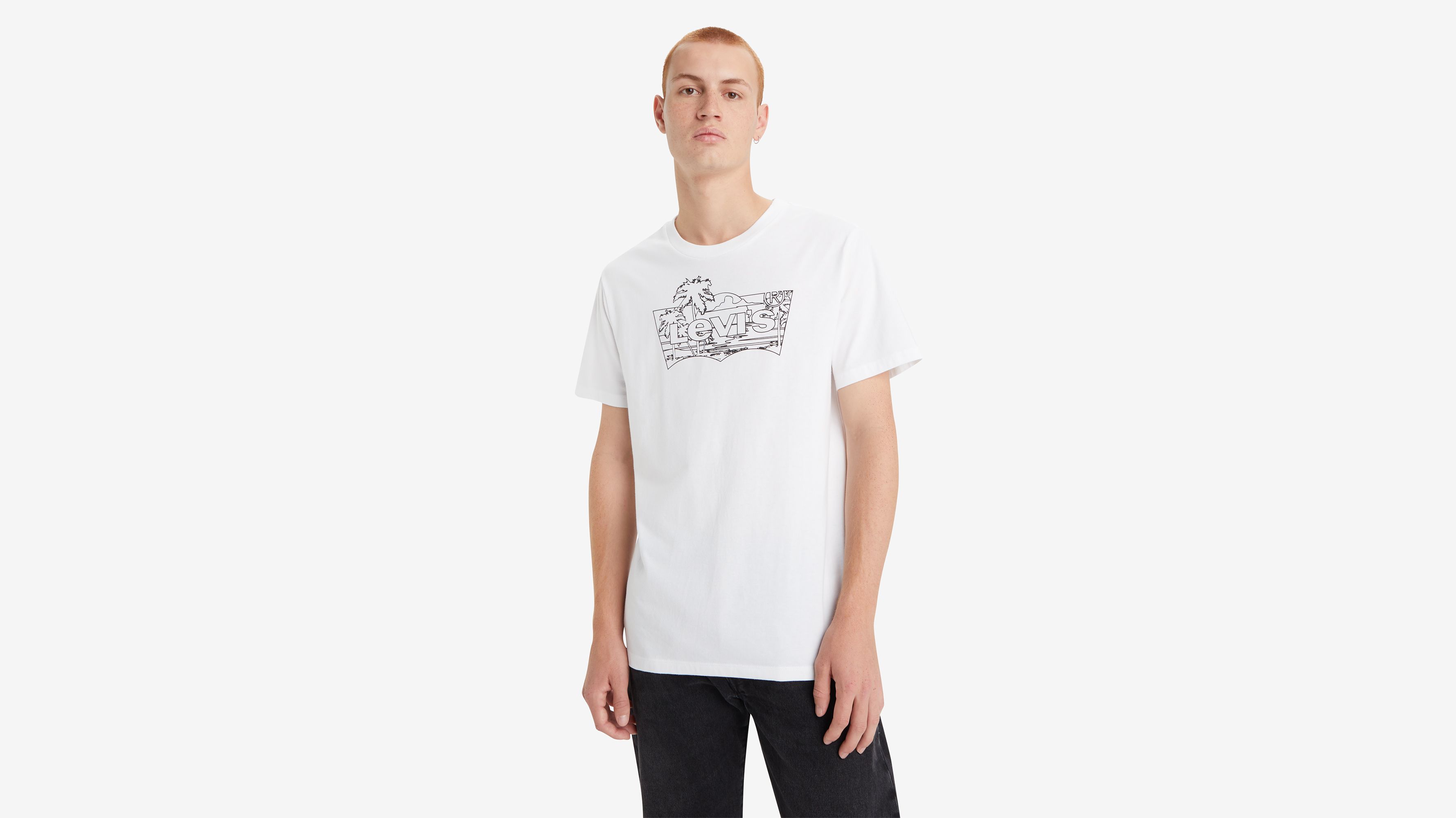 T-shirt graphique Classic - Palm Outline Batwing White+ - Blanc