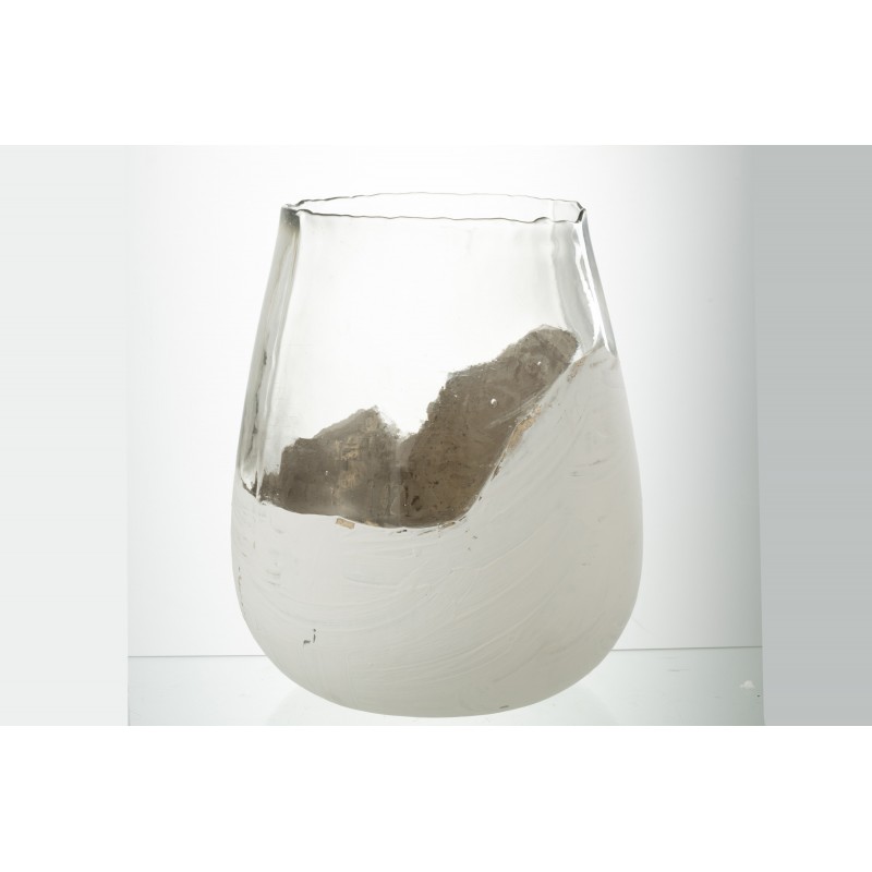 Photophore en verre blanc 26x26x32 cm