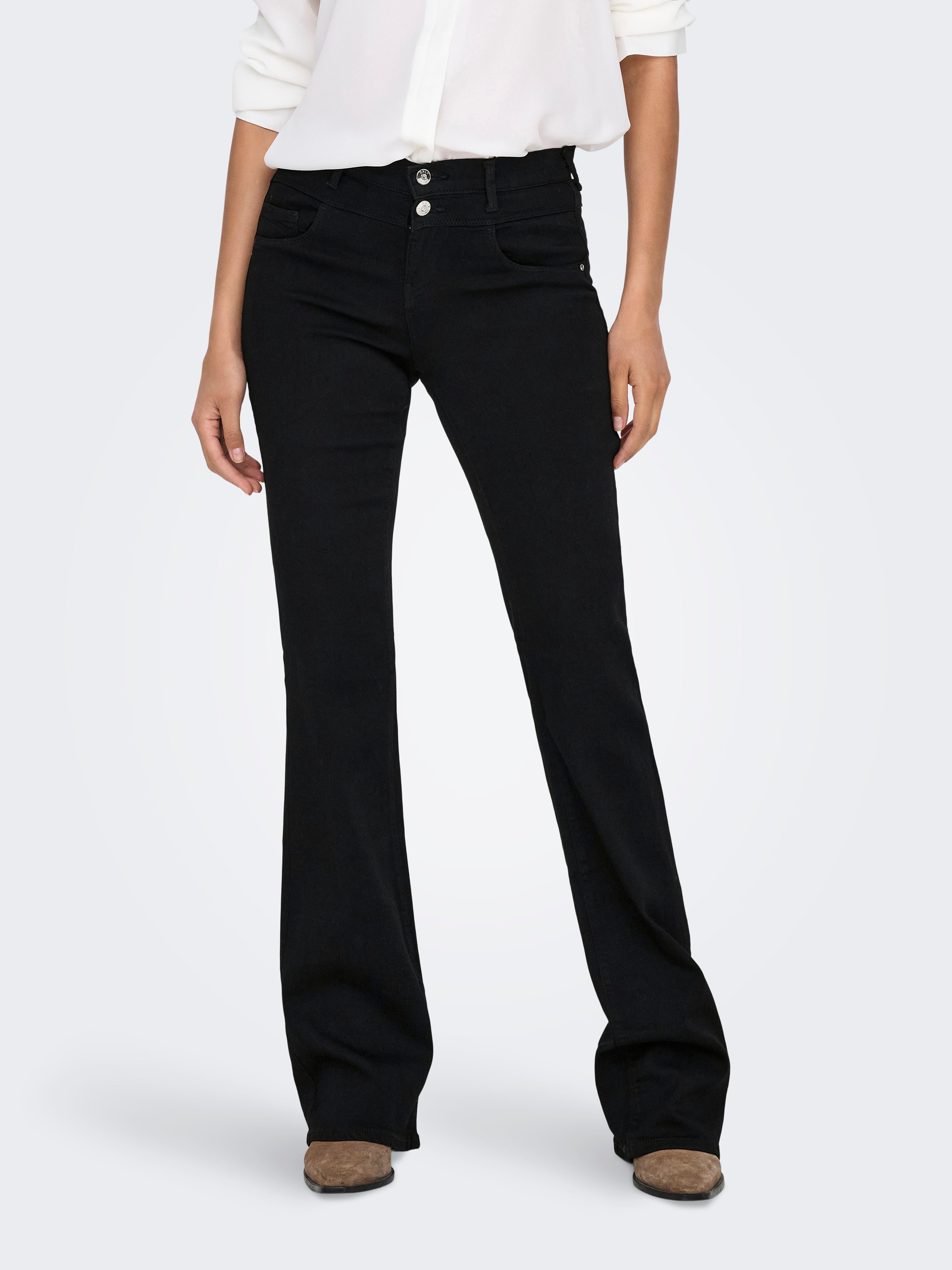 ONLRAIN Mittlere Taille Ausgestellt Jeans Washed Black