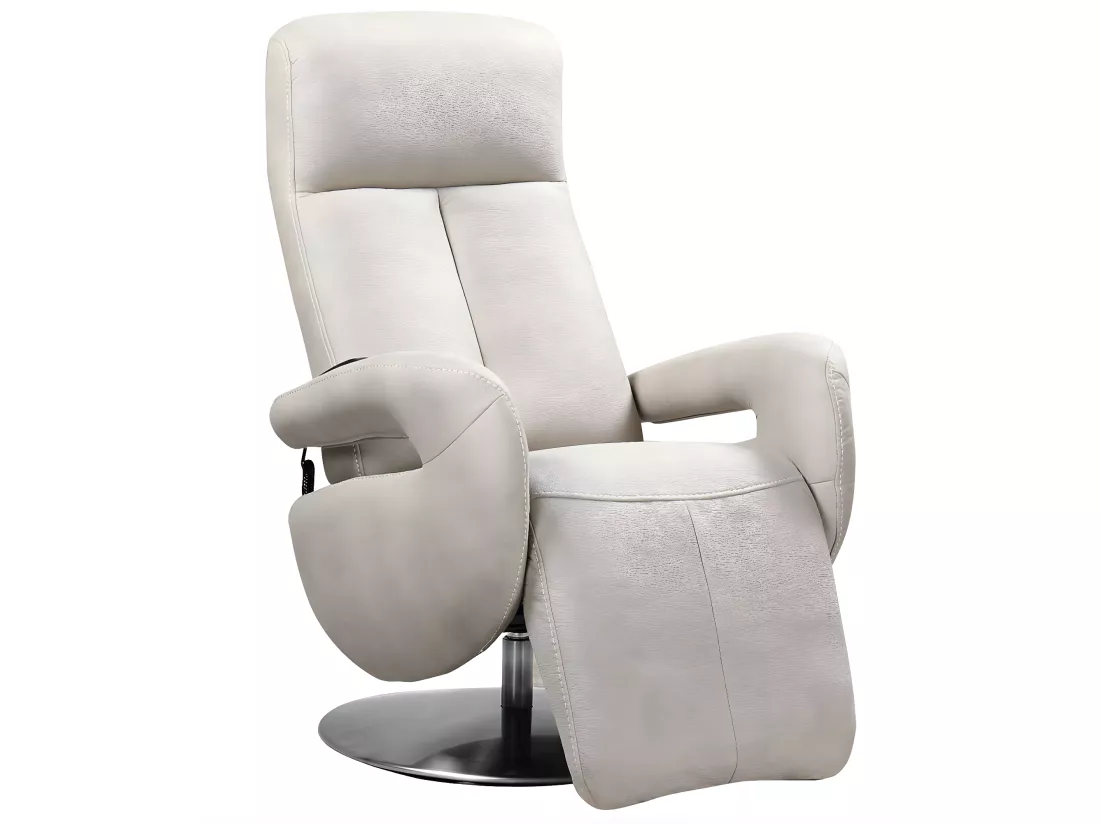 Fauteuil de relaxation électrique 2 moteurs en cuir avec têtière réglable Balbo-Couleur Gris foncé