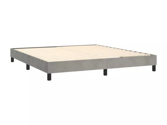 Sommier tapissier matelas et LED Gris clair 180x200 cm Velours