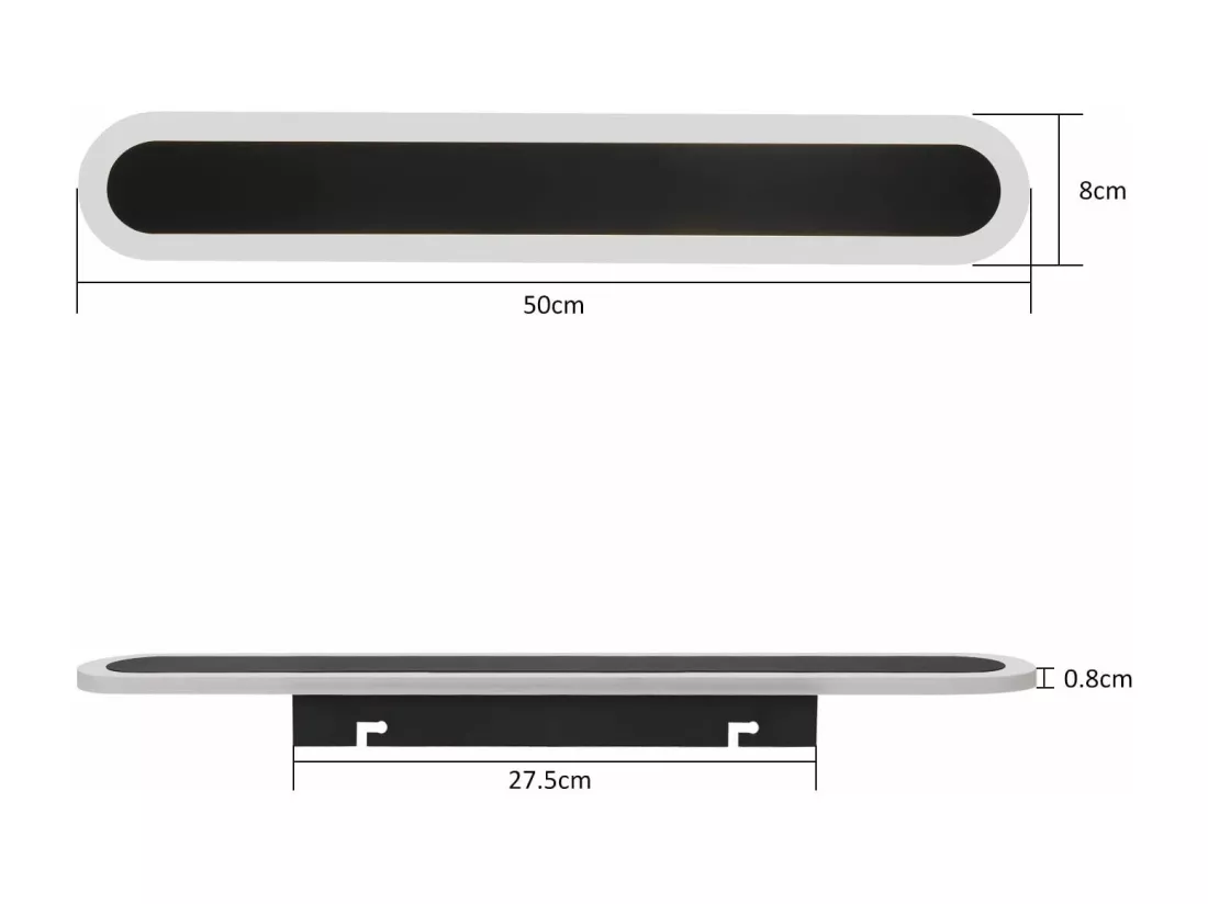 NETTLIFE applique murale LED extérieur 50 cm Villa noire longue lampe extérieure IP65 étanche moderne 10 W pour couloir salle de bain