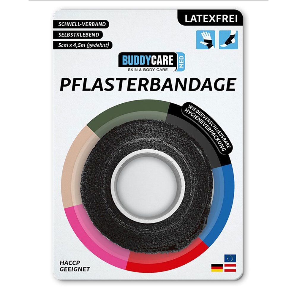 BUDDYCARE® MED Fingertape SCHWARZ 5 cm x 4,5m Latexfrei
