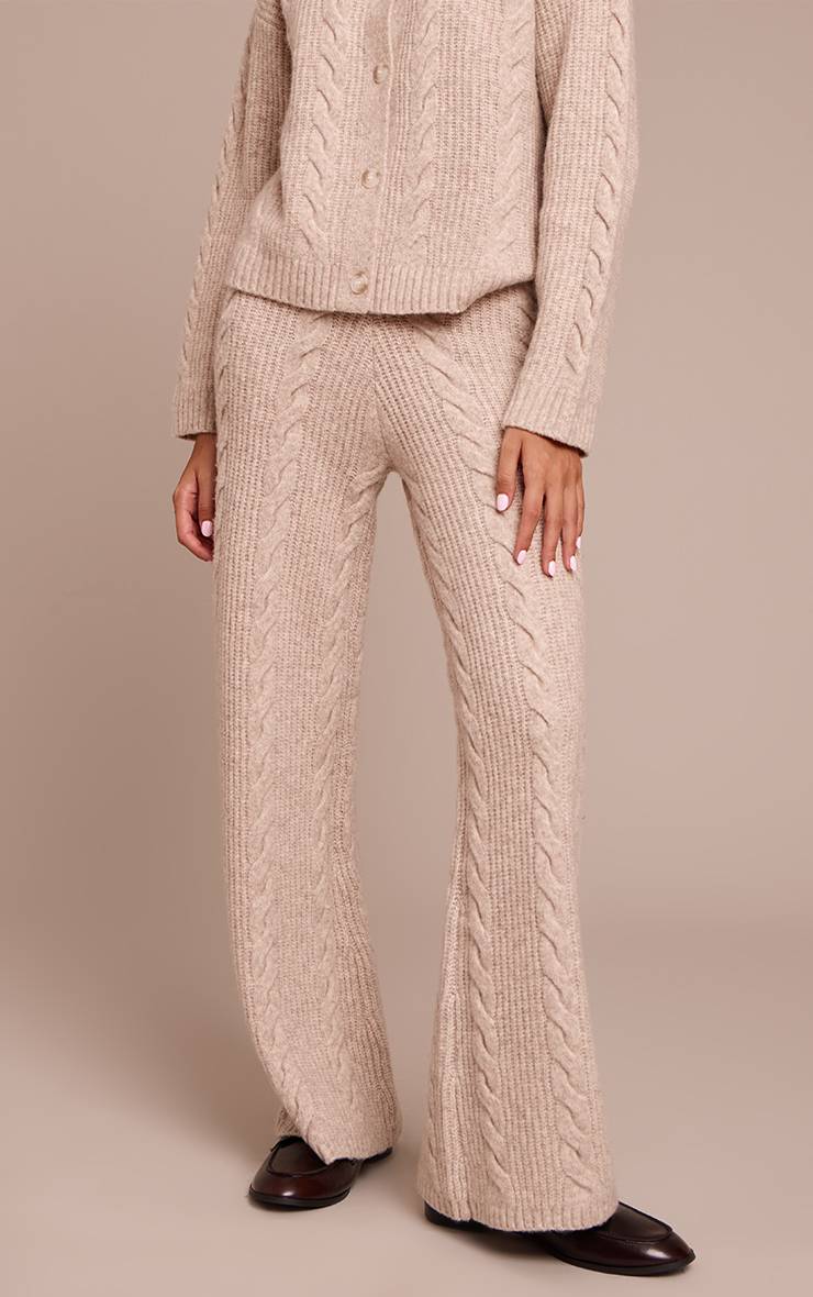 Gris Pierre Pantalon En Tricot Torsadé
