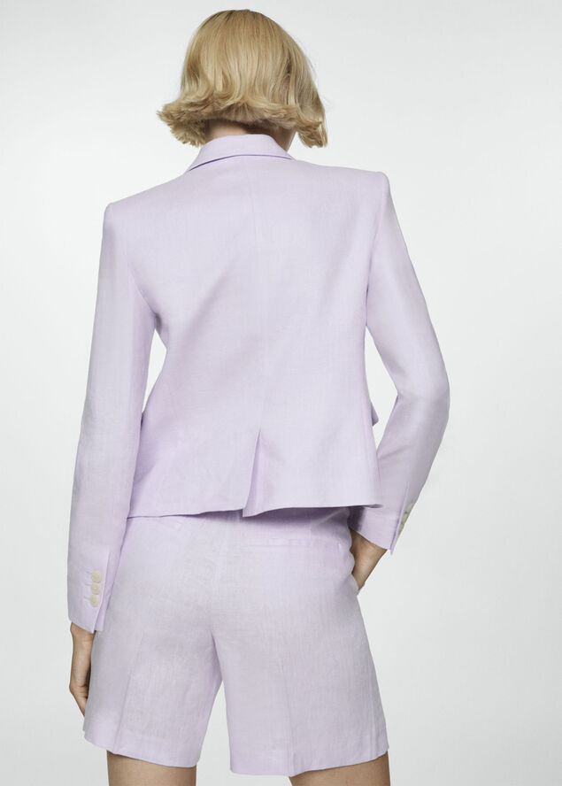 MANGO 100% linen jacket Lt-pastel purple