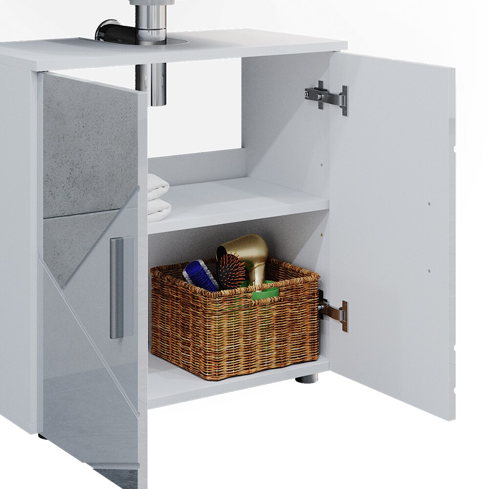 Vicco Badmöbelset mit Dekospiegeln Irma Weiß Hochglanz modern Badezimmerschrank Badschrank Badezimmermöbel Waschtischunterschrank Spiegelschrank Hochschrank Midischrank Schranktür Schrankschublade