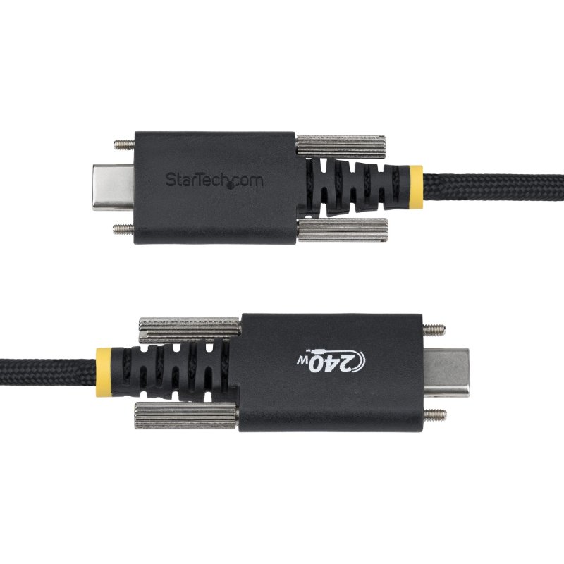 StarTech.com Câble de Charge USB-C de 2m, Durable et Ultra-Flexible, Verrouillage à Vis Latéral, PD EPR 240W (5A), Câble de Recharge USB 2.0 pour PC, Certifié USB-IF, Cordon USB-C Robuste