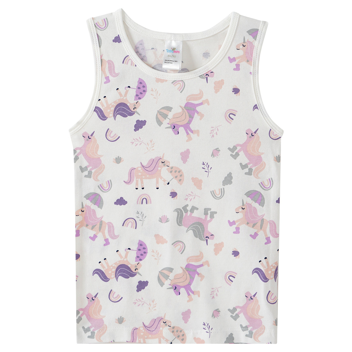 Topomini 2 Baby Unterhemden mit Einhorn-Motiv helllila / weiss