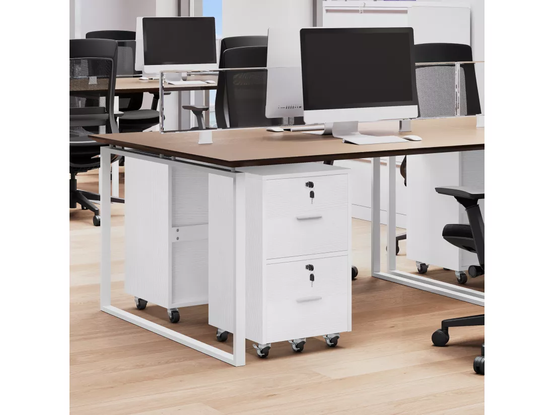 YITAHOME Armoire de Classement Mobile à Roulettes - Table d'imprimante Verrouillable, 2 tiroirs, Blanc