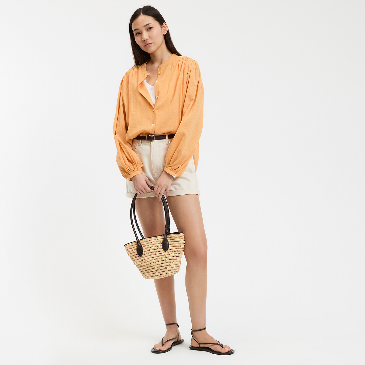 COLEÇÃO LA REDOUTE<br>Blusa folgada com gola redonda e mangas compridas