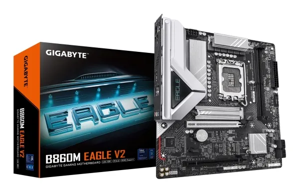 Gigabyte B860M EAGLE V2 - Bundkort - micro ATX - LGA1851 sokkel - B860 Chipset - USB 3.2 Gen 1, USB-C 3.2 Gen 1 - 2.5 Gigabit LAN - onboard grafik (CPU påkrævet) - HD Audio (8-kanaler)