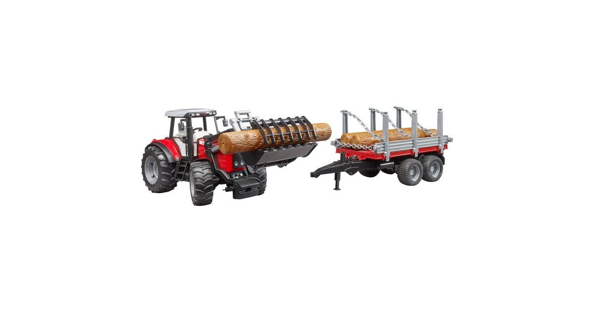 bruderMassey Ferguson 7480 met voorlader en houttrailer Modelvoertuig  (02046)