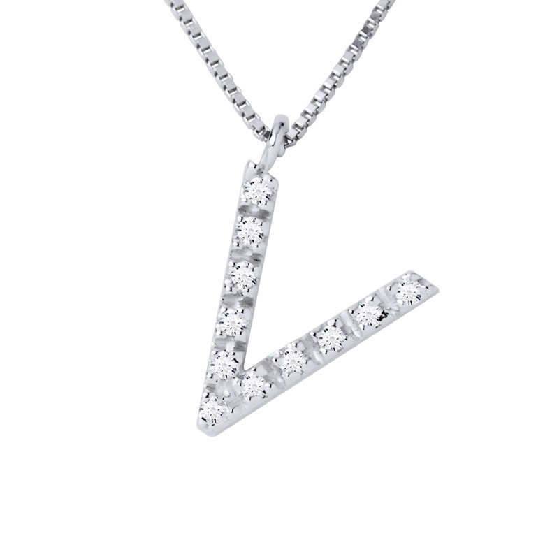 Collier ALPHABET Diamants 0,06 Cts  LETTRE 