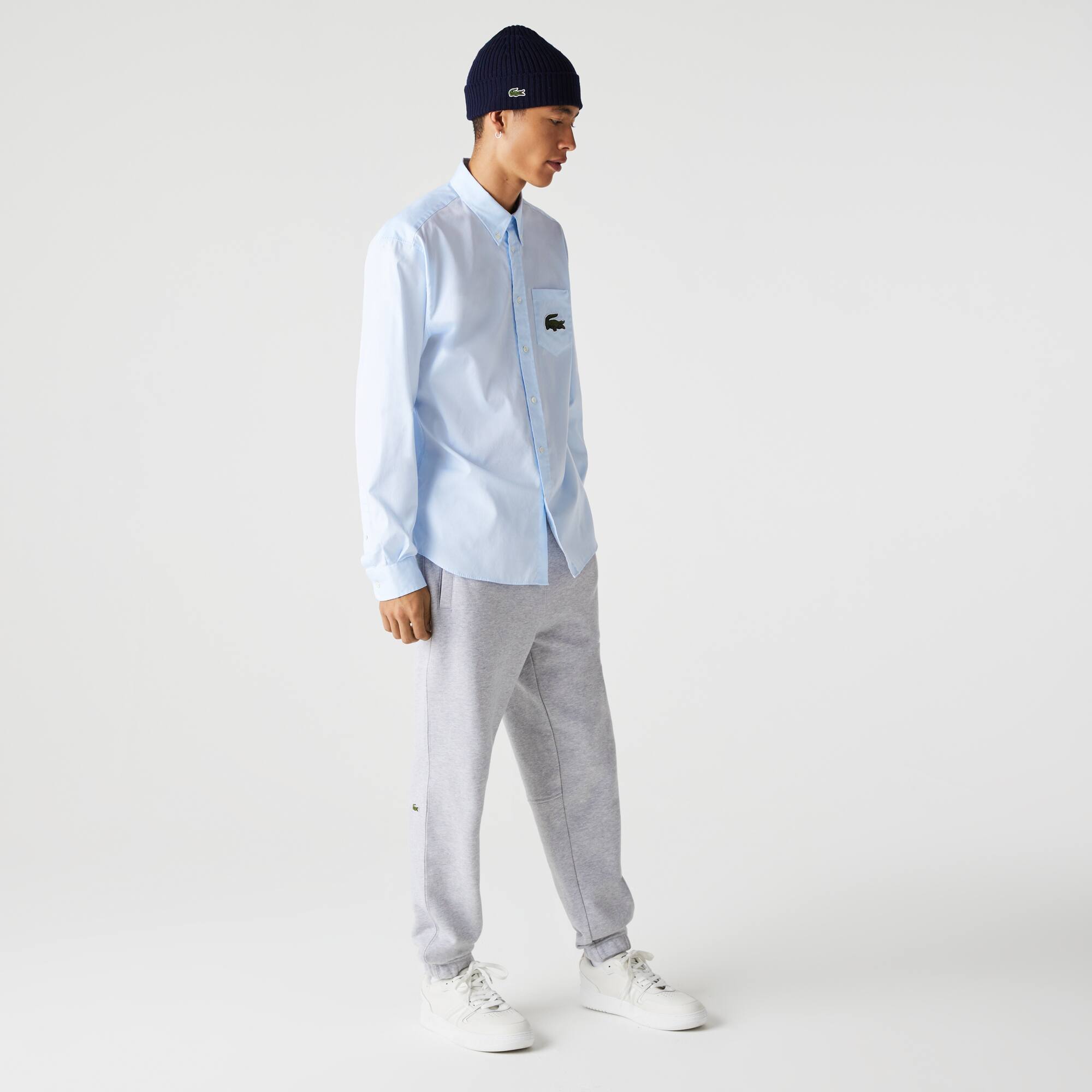 Unisex Baumwoll-Hemd mit großem Krokodil Lange Armel - Blau - Lacoste - Unisex