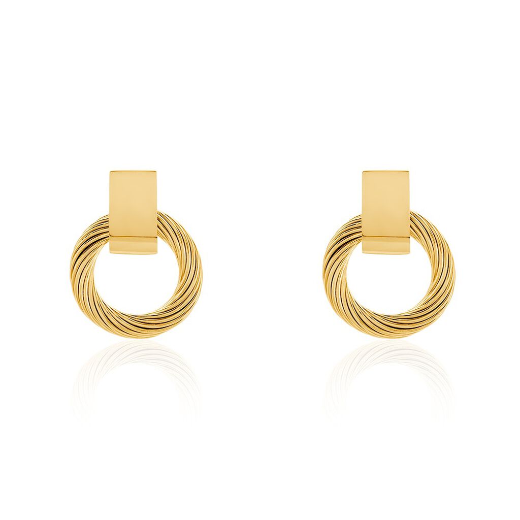 Boucles D'oreilles Hera Acier Dore Ziane Plaque Et Cercle
