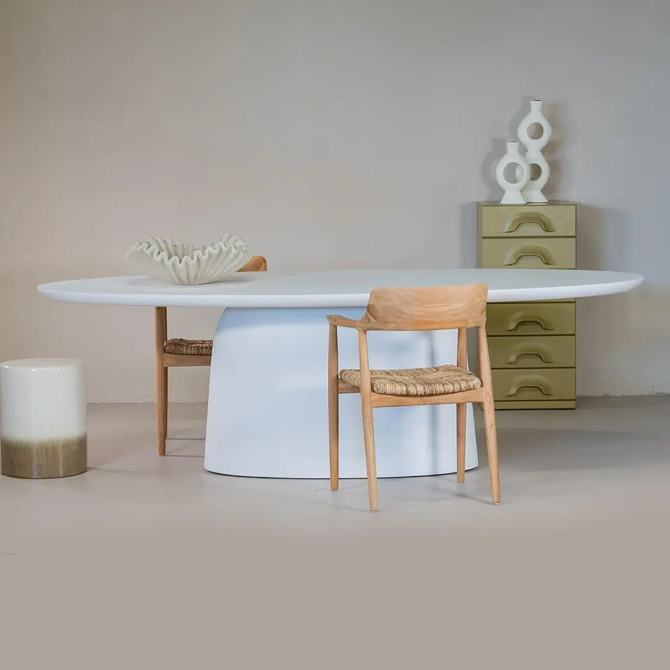Eettafel Ovaal 240cm - Wit Betonlook - Myrna