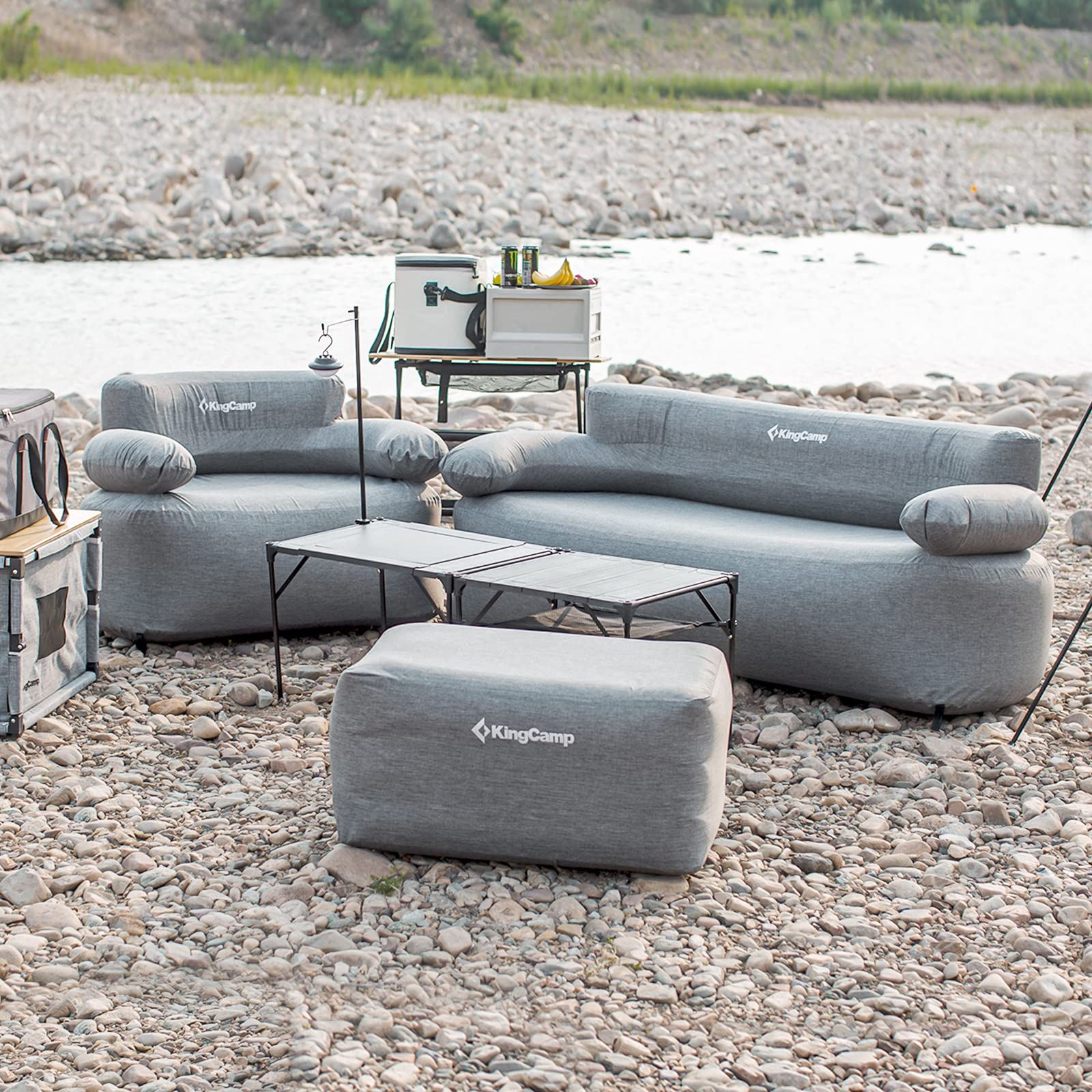 KINGCAMP Campingstuhl Air Lounger Granit Camping Sessel Luft Möbel Aufblasbar
