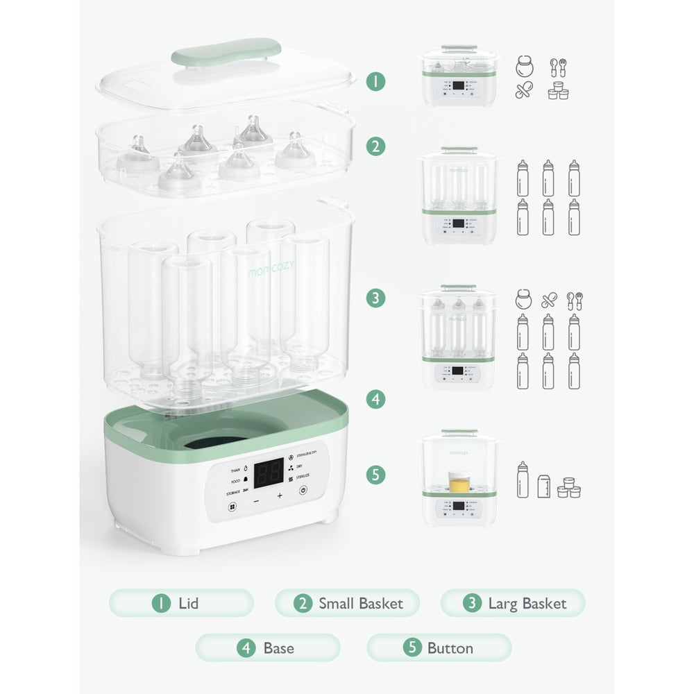 Køb Momcozy 8-in-1 Elektrisk Damp Baby Flaske Sterilisator