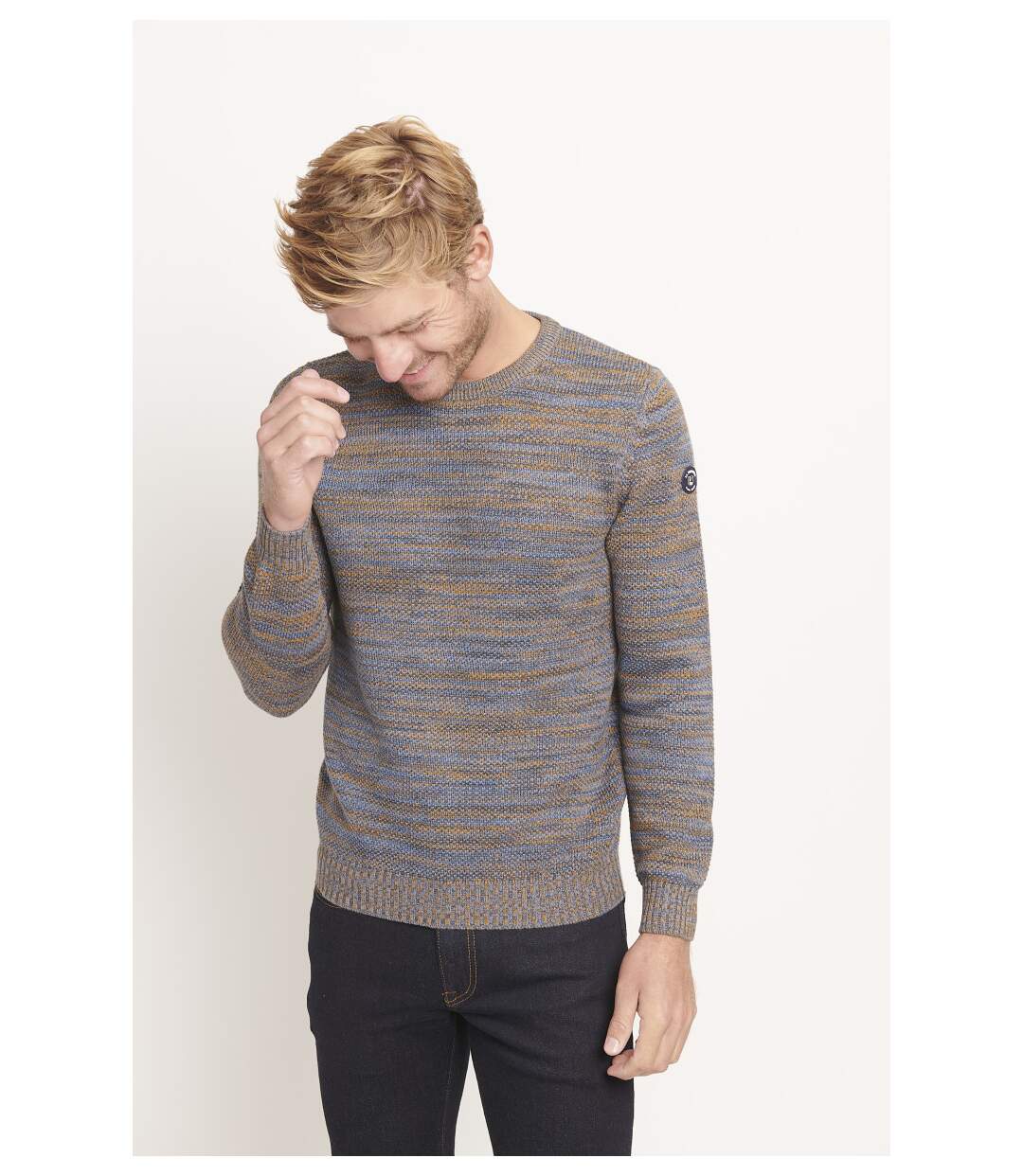 Pull col rond multicolore