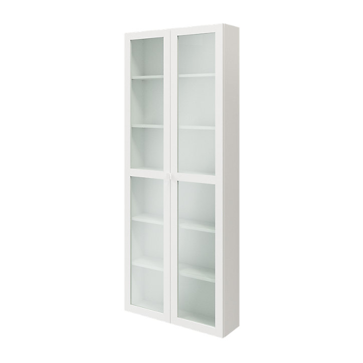Bibliothèque portes battantes vitrées blanches GoodHome Atomia H. 187,5 x L. 75 x P. 22 cm