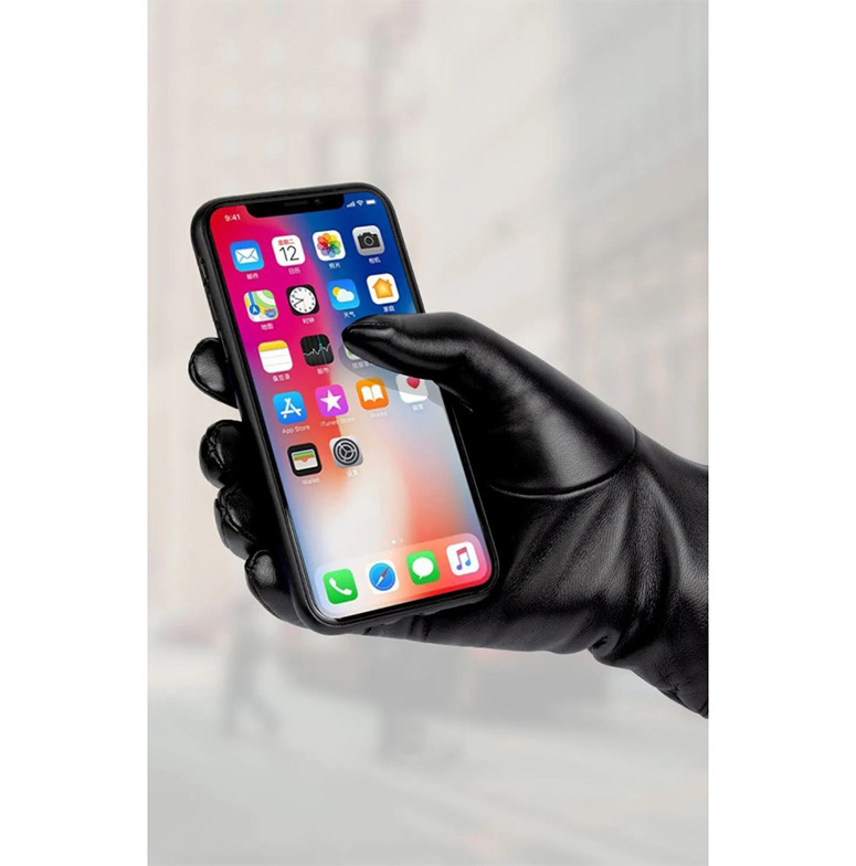 (1 Paar) Gr. S Damen Echtleder Handschuhe Kapazitive Touchscreen Handschuhe für Smartphone / Tablet - Schwarz