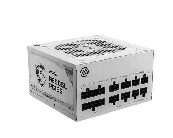 MSI MAG A850GL PCIE5 WHITE, 850 W, 100 - 240 V, 47 - 63 Hz, 8 A, 4 A, Aktiv