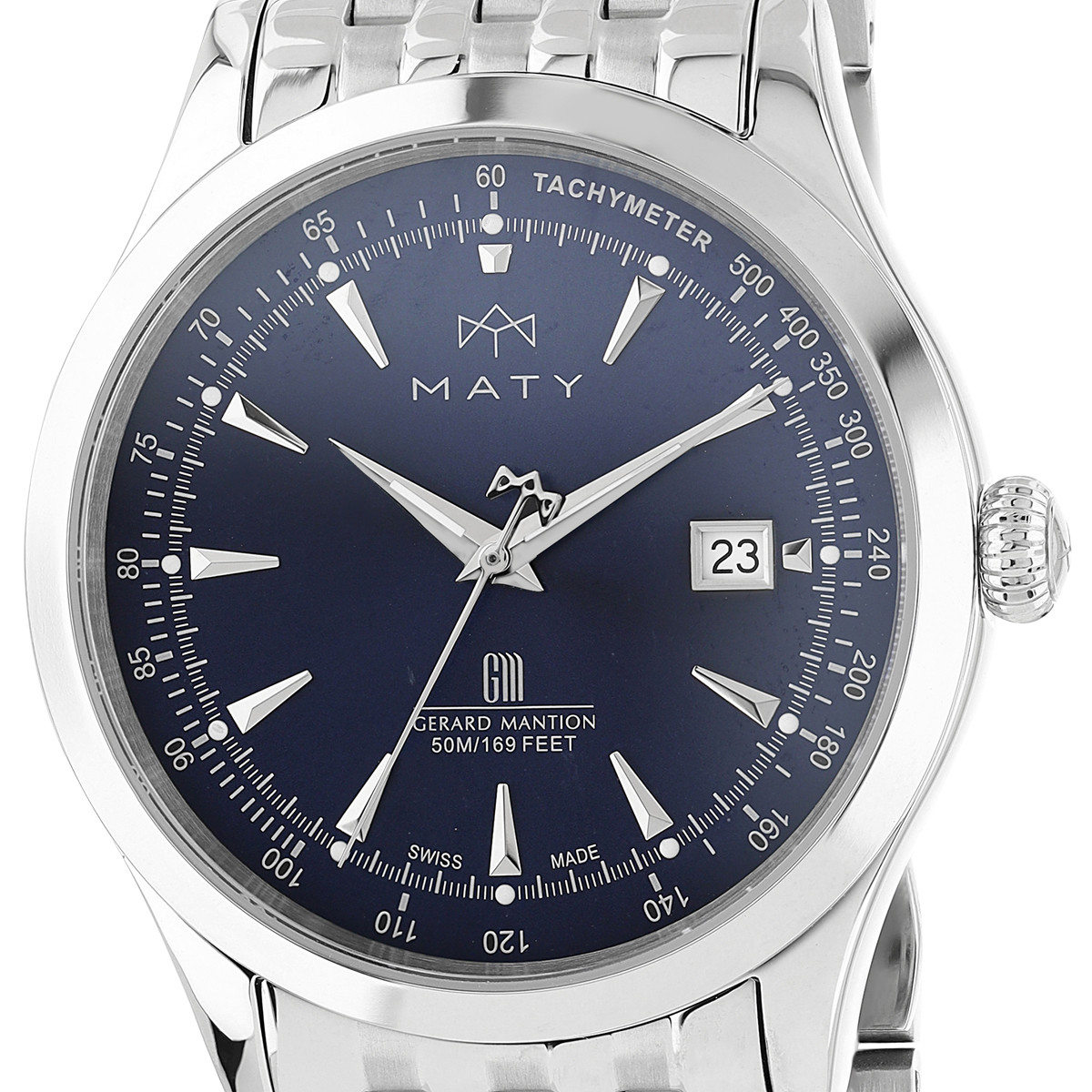 Montre MATY GM cadran bleu foncé bracelet acier