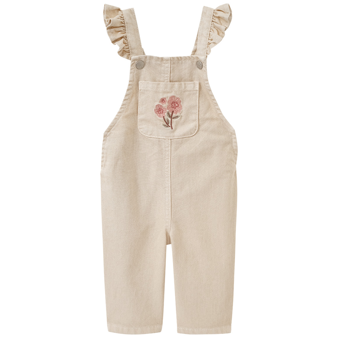 Topomini Baby Latzhose mit Rosen-Stickerei beige