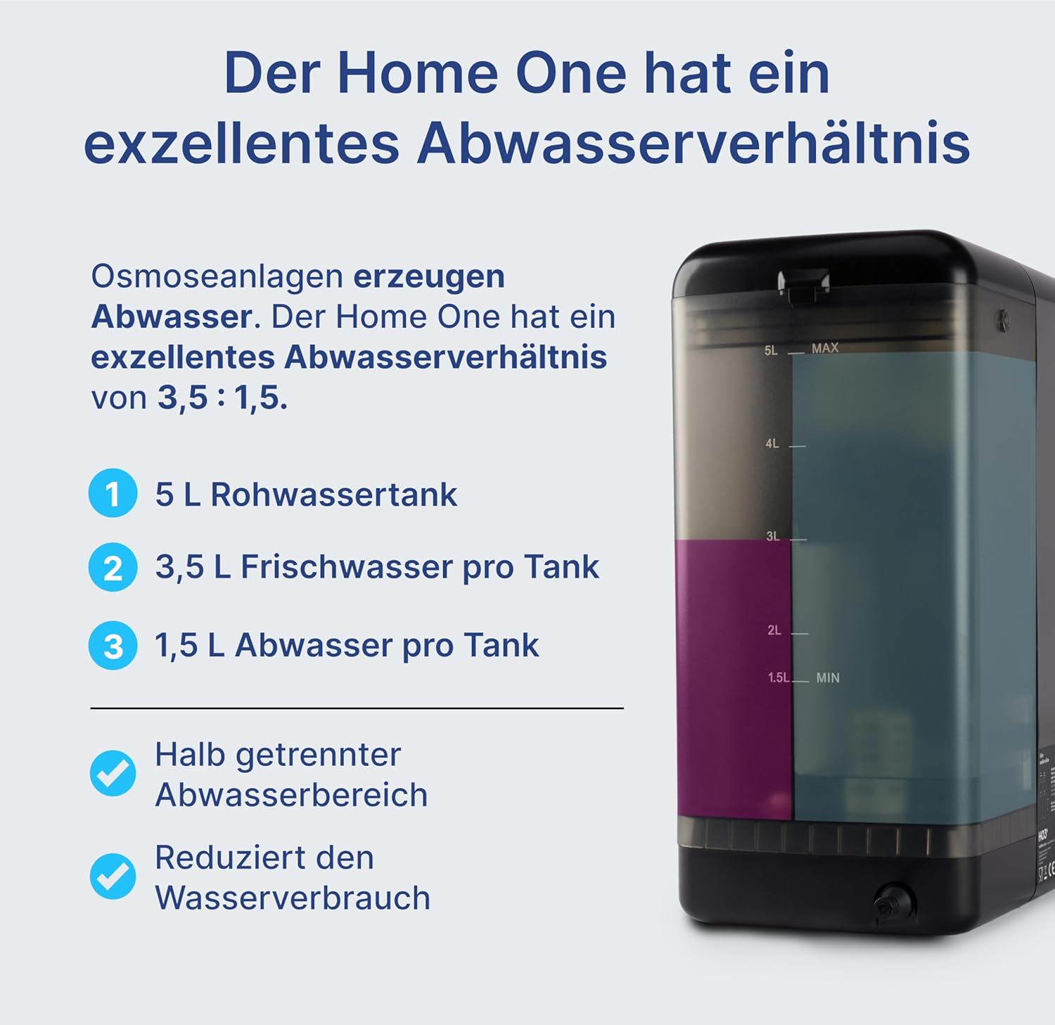 HO3 Home One Auftisch Osmoseanlage für Trinkwasser mit 4 Temperaturstufen (RT, 50, 85, 95°C), 10 Stufen Wasserausgabe, mit Echtzeit TDS, 8 Stufen Filtration und Luma-UV, Wasserfilter (Schwarz)