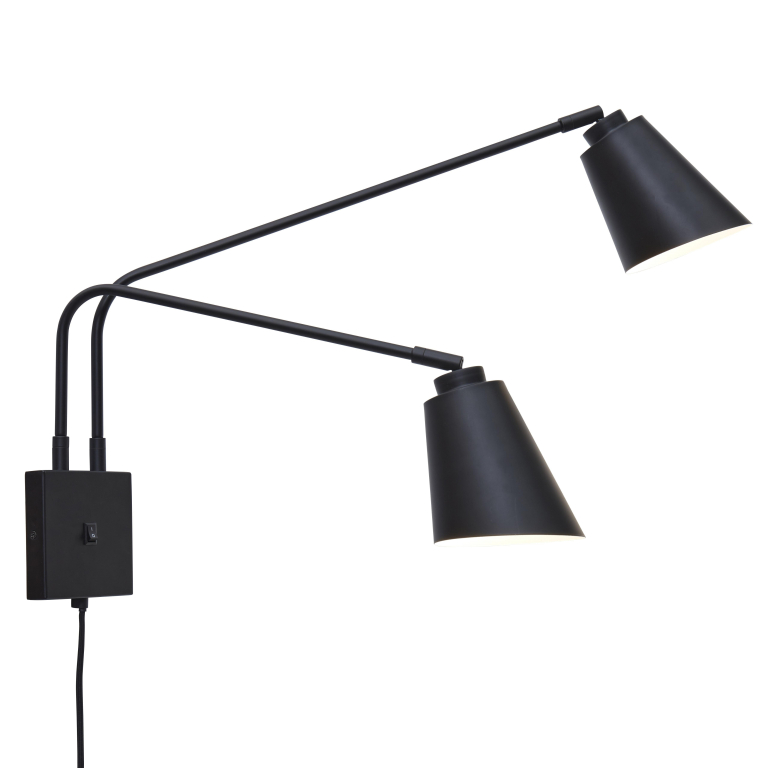 It's about Romi Bremen 2-kap wandlamp zwart