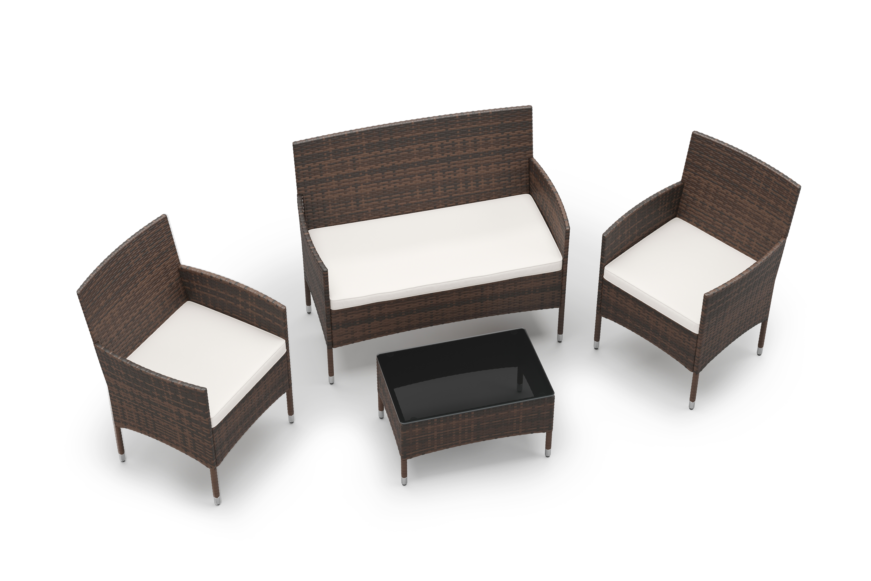 Gartenset Rattan MALIA dunkelbraun/weiss