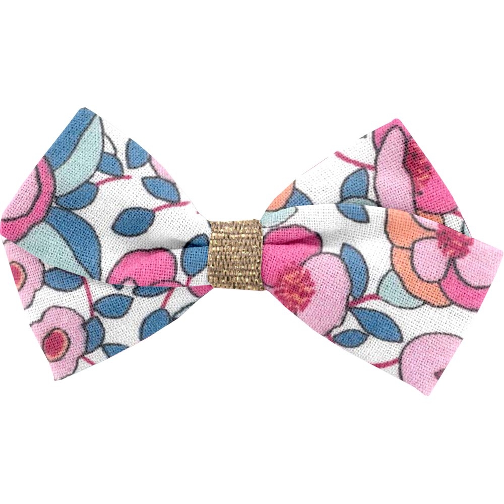 Petite Barrette Double Noeud Croisé Boutons Rose