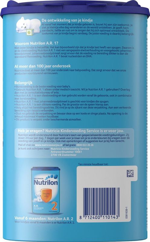 Nutrilon - A.R. 1 - Dieetvoeding - Bij Spugen - 0-6 Maanden