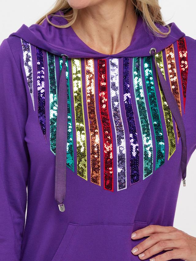 Sweatshirtkleid mit Kapuze und Pailletten