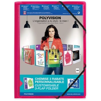 Oxford Polyvision - Chemise personnalisable à rabats - A4 - disponibles dans différentes couleurs translucides