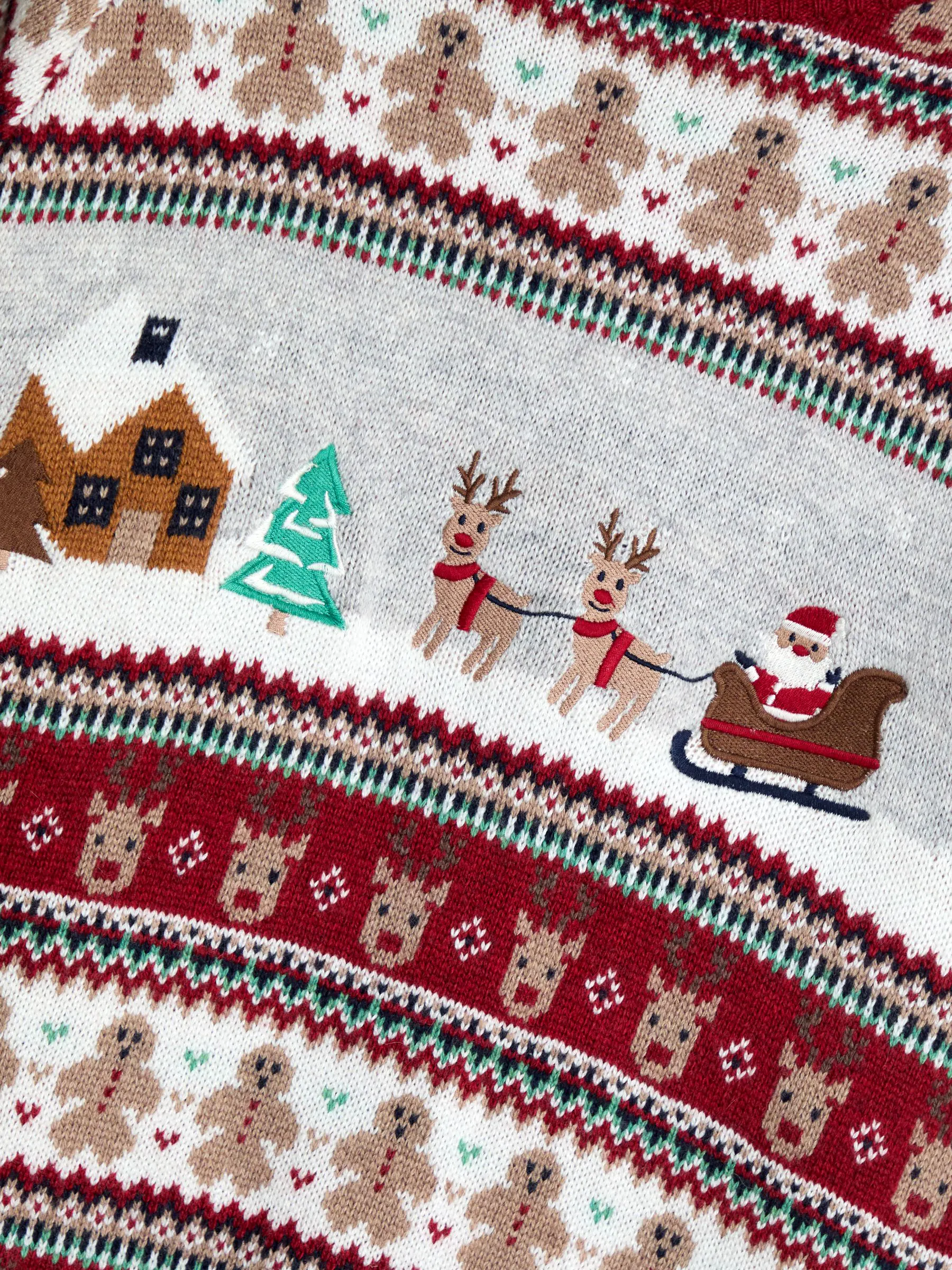 JoJo Maman Bébé kersttrui met fair isle-motief met kerstsfeer voor heren