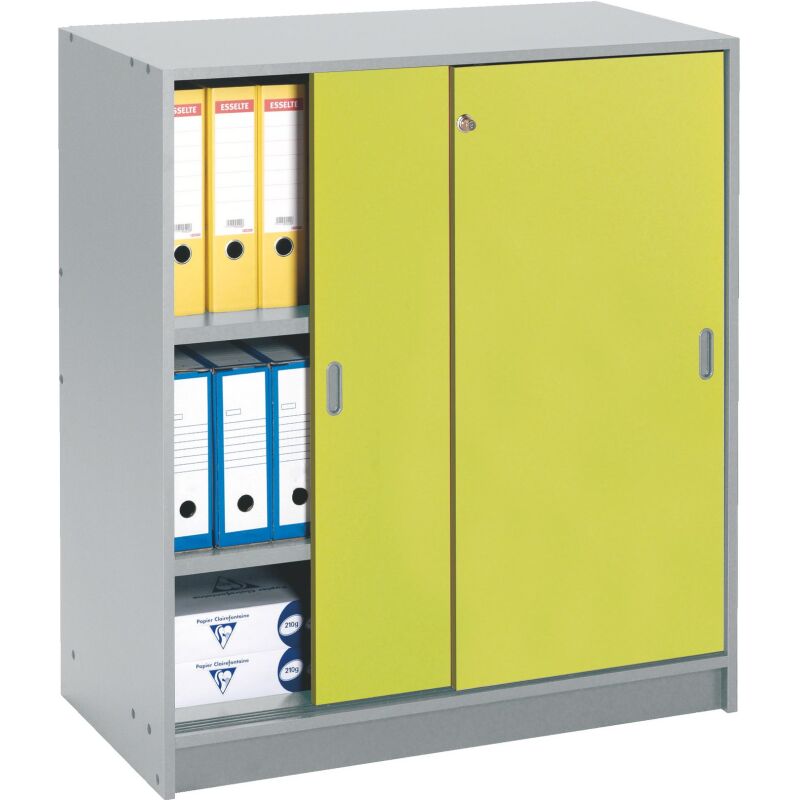 Armoire Harmonie H 100 x L 90 x P 44 cm corps aluminium portes coulissantes couleur