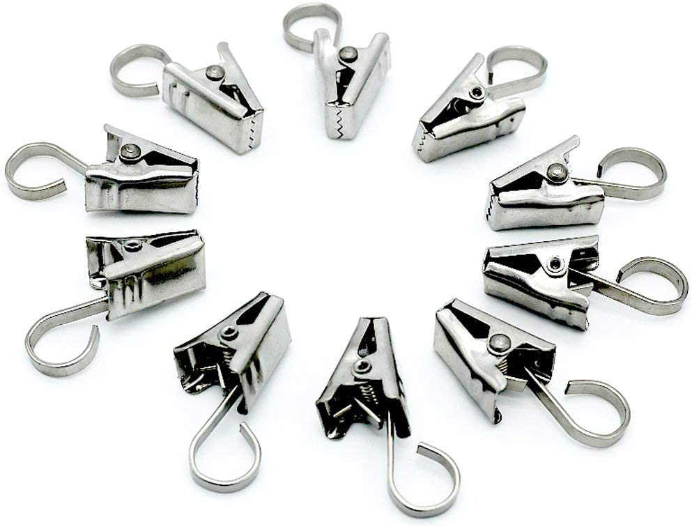 (15er Set) Ø9mm Edelstahl Gardinen Clip Haken Universal Vorhang Klammern - Silber