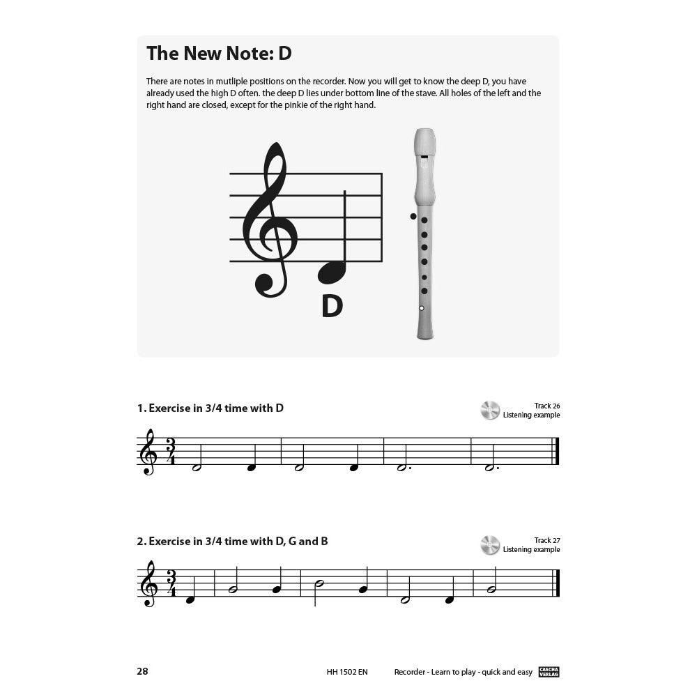 Cascha HH 1502 EN Recorder - Learn to play - quick and easy