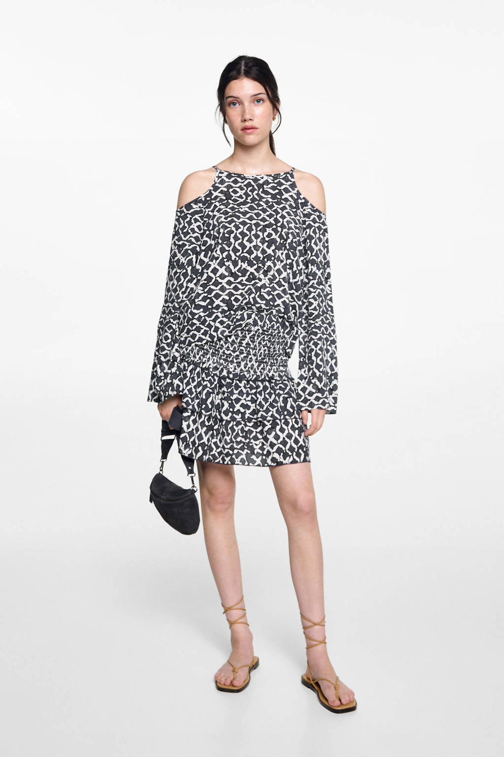 MANGO TEEN midi rok antraciet