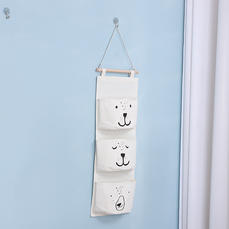 (22x60cm) Spielzeug Wand Organizer Kinderzimmer Stofftier Fächer - Weiss